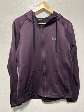 Oakley Deep Plum Full-Zip Hoodie with Black Drawstrings
